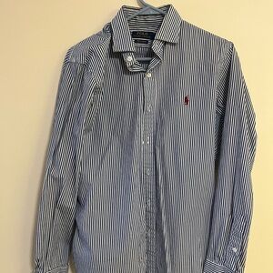 Ralph Lauren Men's Navy Striped Button Down Shirt